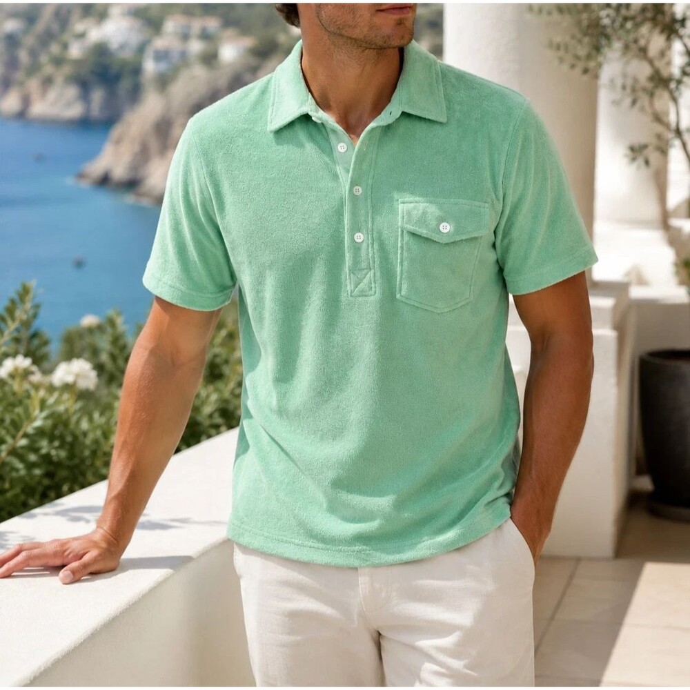 Criquet Terrycloth Players Men's Polo T-Shirt Collar Short Sleeve M 291069